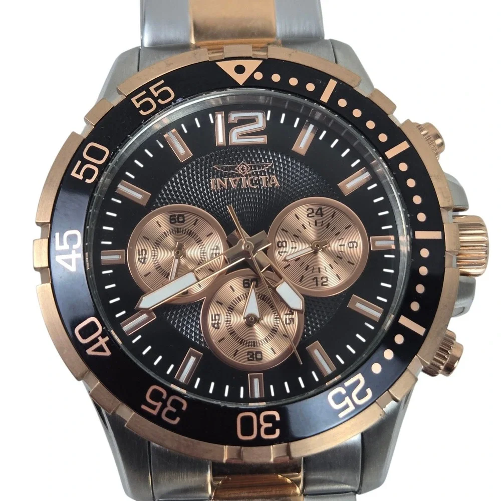 Invicta Specialty Men's Watch 23667 Chronograph Rose Gold & Stainless Band VIDEO